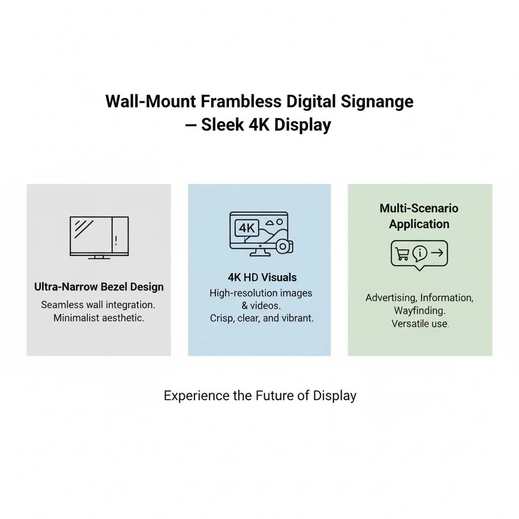 Wall-Mount Frameless Digital Signage — Sleek 4K Display