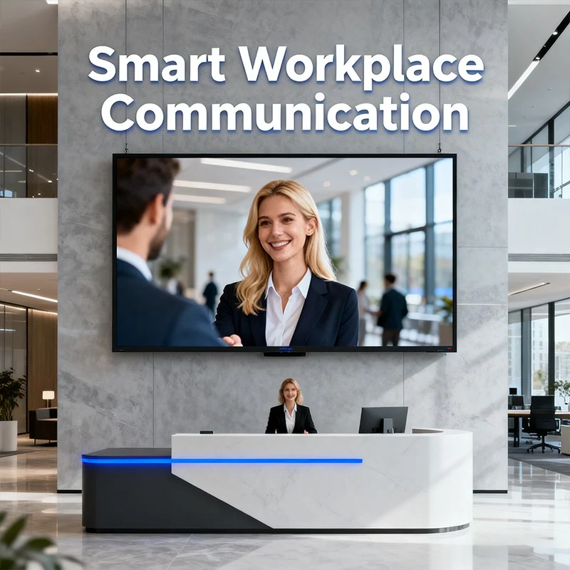 Wall-Mounted 55-Inch Digital Signage in Corporate Offices