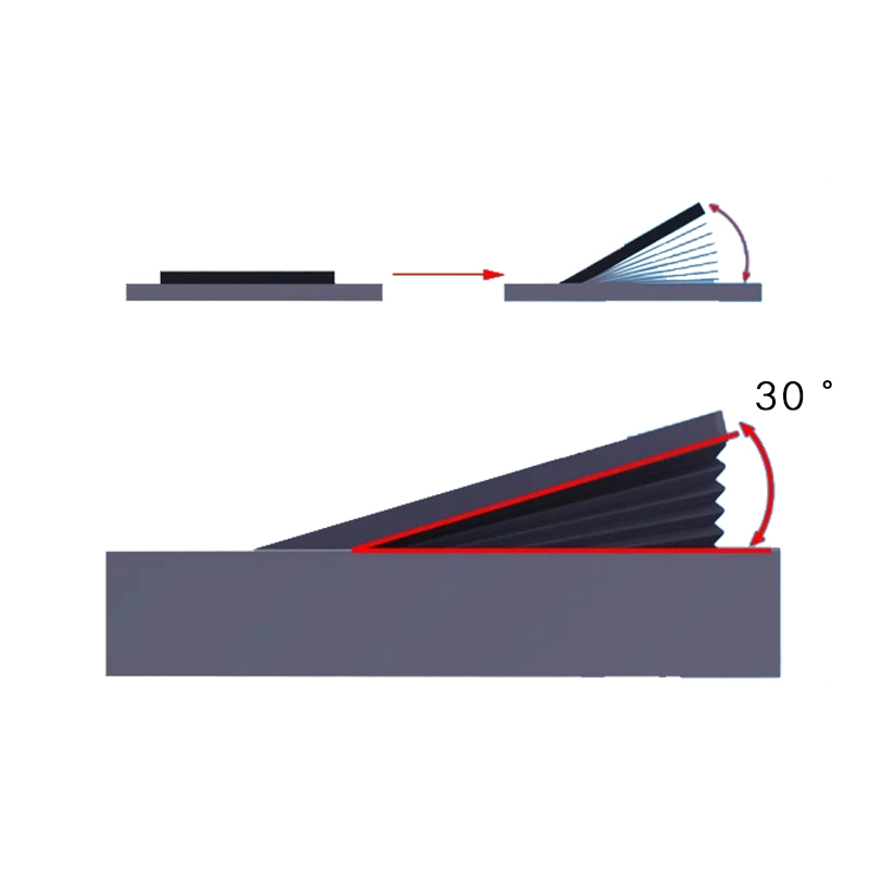 Diagram showing the 30° adjustable angle mechanism of a digital podium.