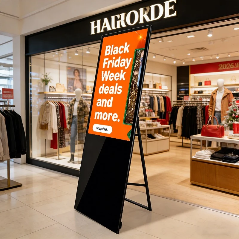 Qtenboard Foldable Vertical Digital Signage for retail stores to showcase best-selling products