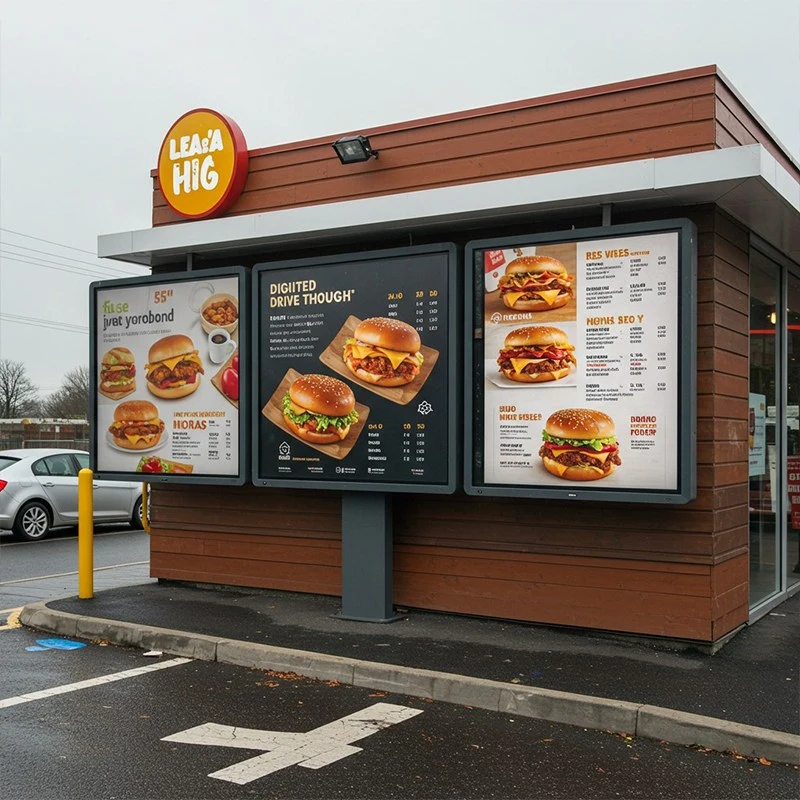 Qtenboard Drive-Thru Digital Signage for fast-food chains