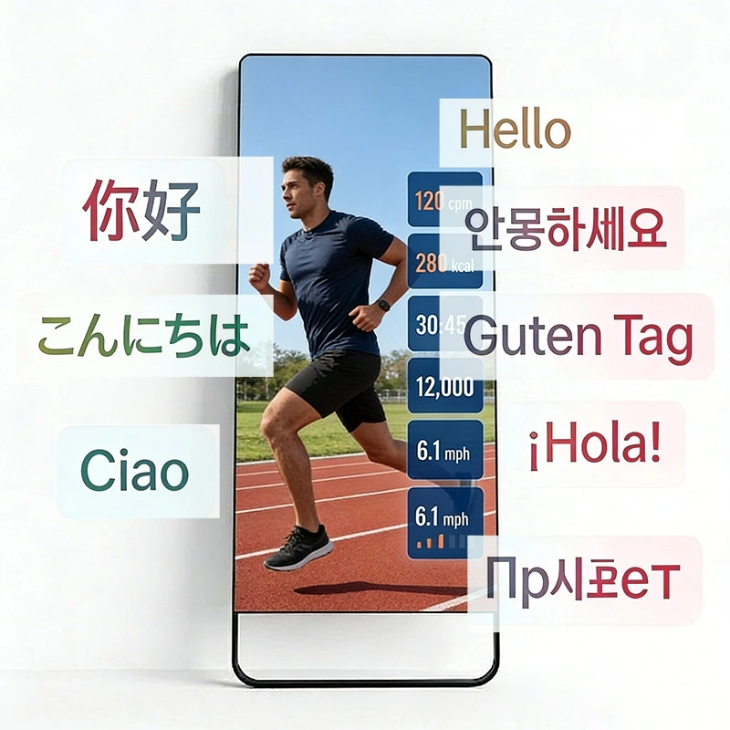 Qtenboard Mirror Digital Signage Multi-Language Interface