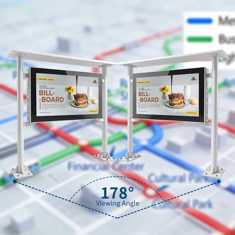 Outdoor Bus Shelter Digital Signage 178° Ultra-Wide Viewing Angle