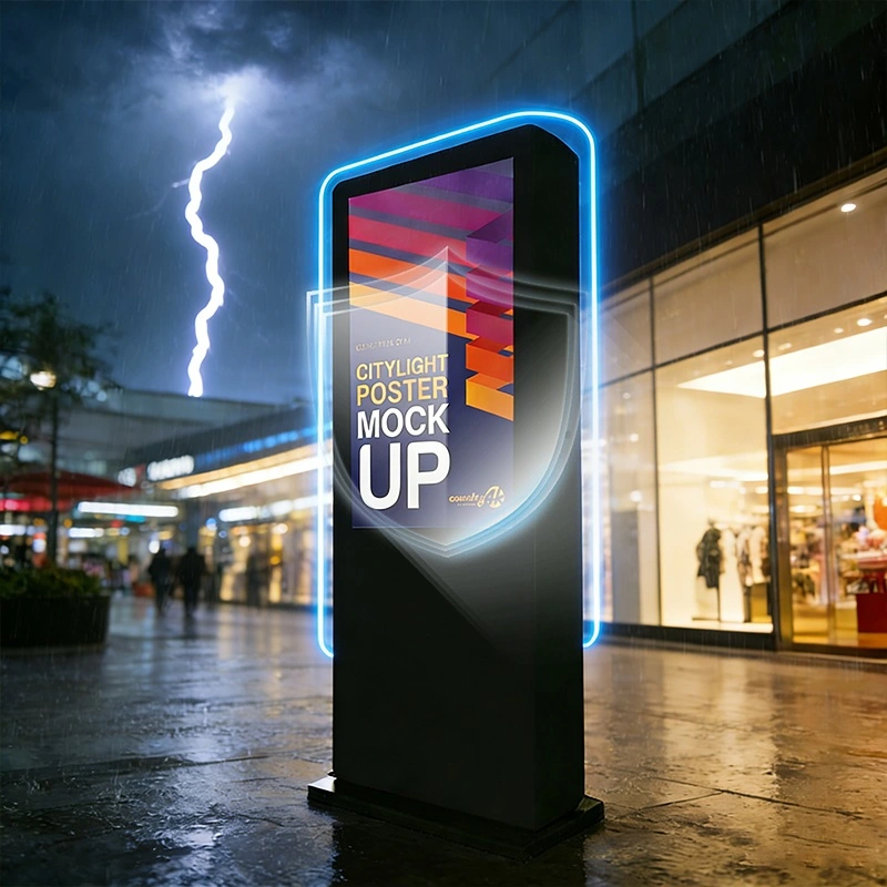 Qtenboard Hanging Transparent digital signage Brightness Optimized by Environment