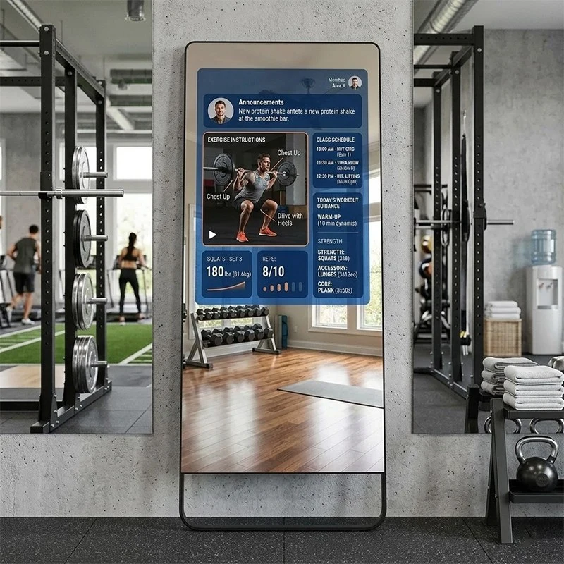 Qtenboard Mirror Digital Signage for for gym training areas