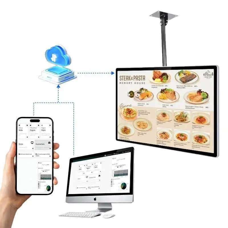 Qtenboard Digital Menu Board Flexible Network Connectivity Supports Wi-Fi, Ethernet, 4G/5G.
