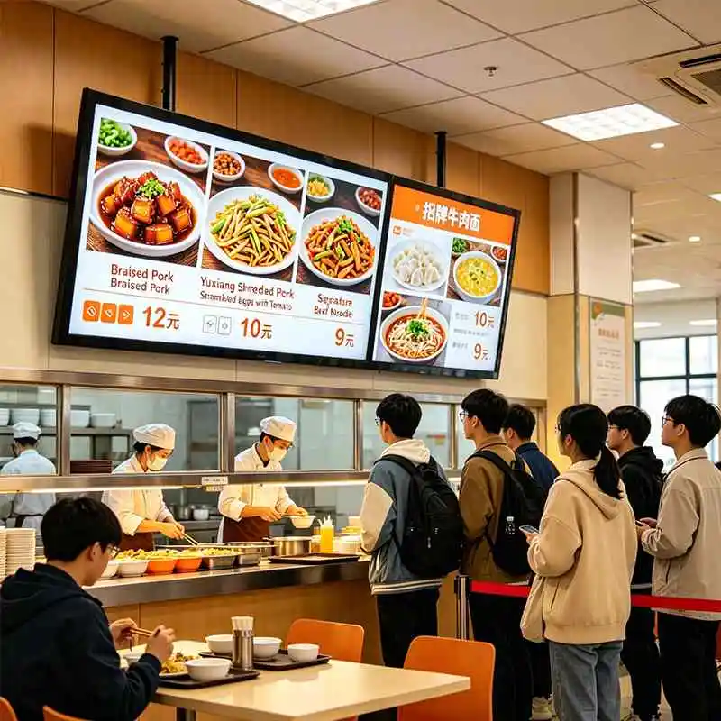 Smart digital menu board for school and company cafeteria solution