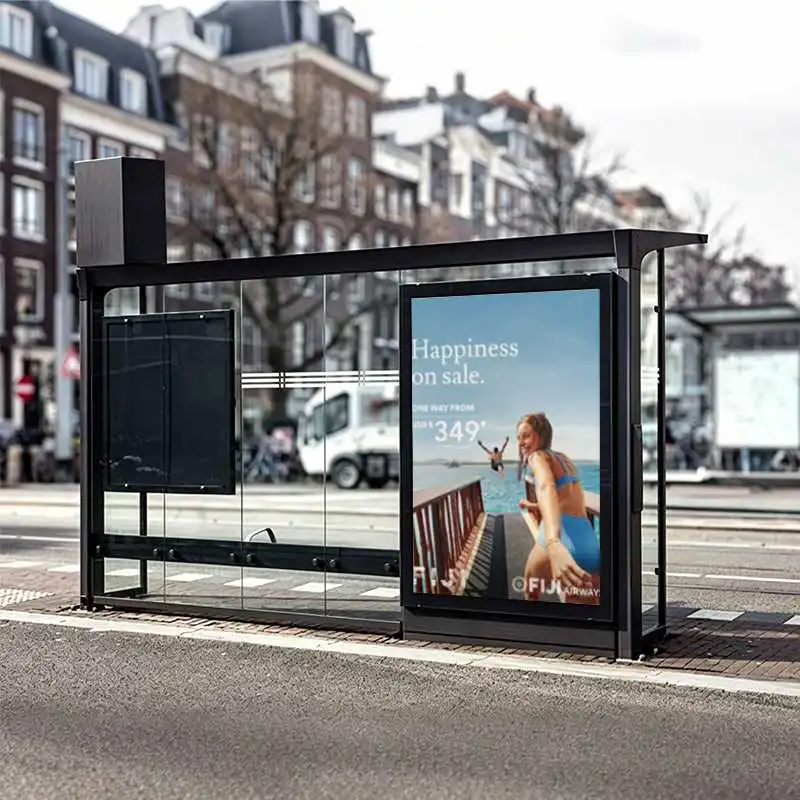 Qtenboard Outdoor Bus Shelter Digital Signage for historic city bus stops