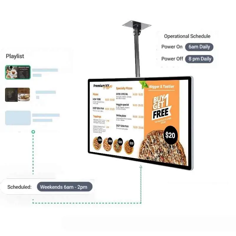 Digital Menu Board Scheduled with Power Control Auto on/off for stable long-term use