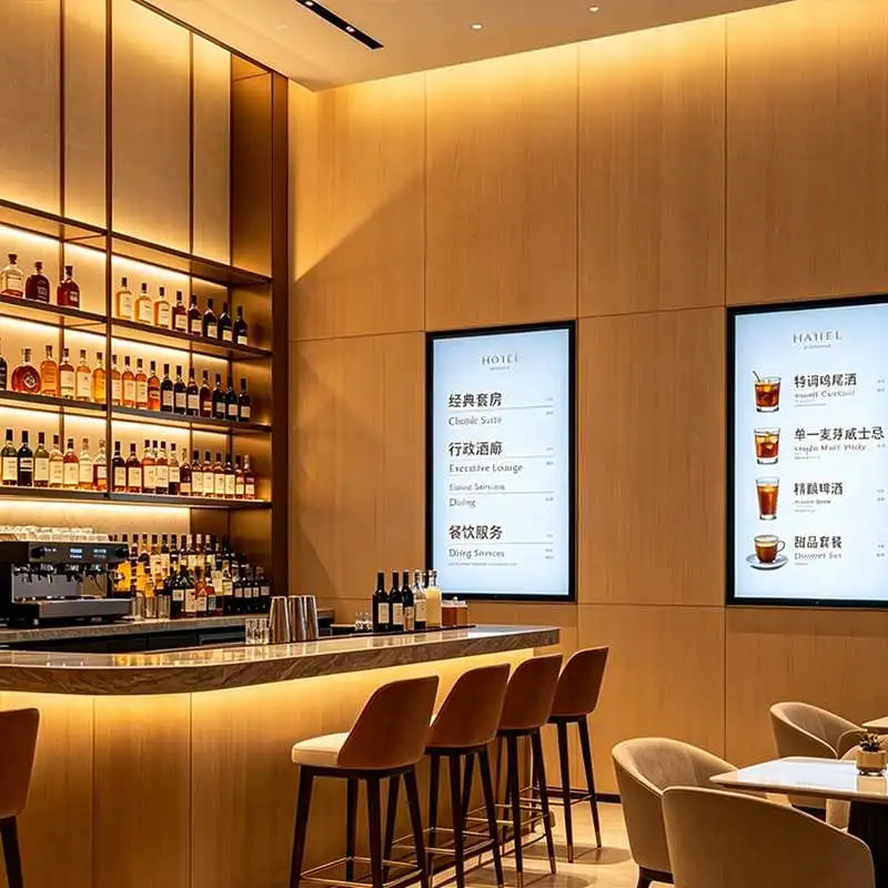 4K ultra-thin digital menu board for hotel bar and high-end cafe