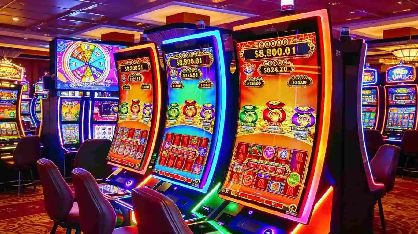 C-Type Curved Gaming Display with Programmable RGB LED Marquee for Casino Slot Machines