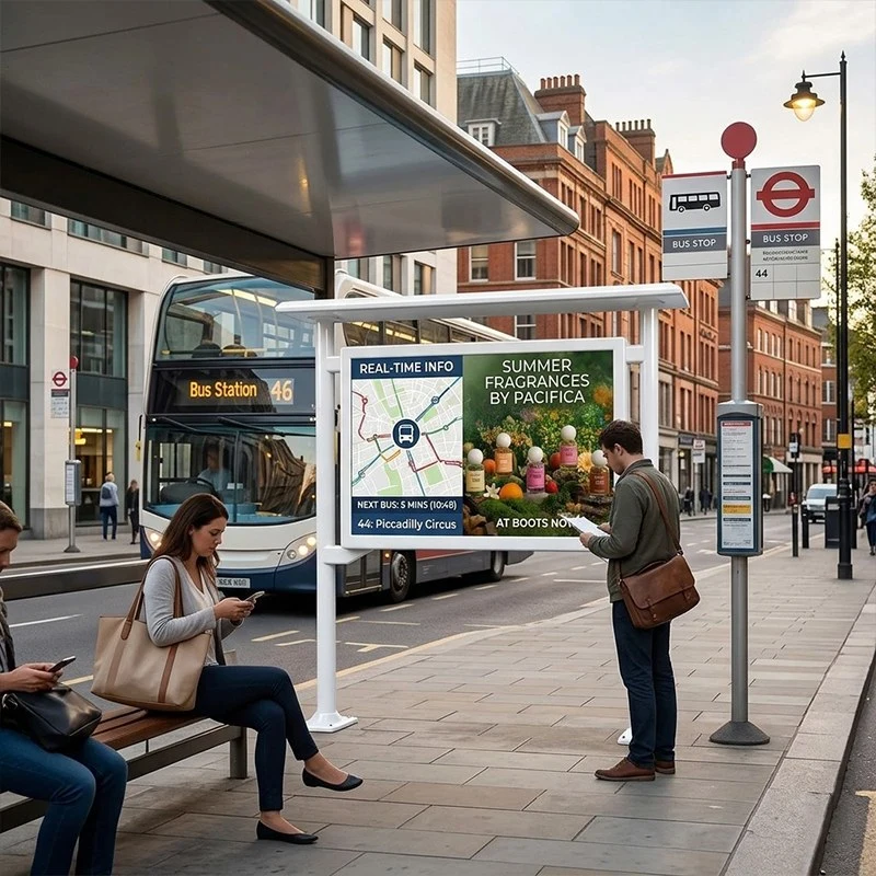 Outdoor Bus Shelter Digital Signage for dynamic advertising and real-time information display