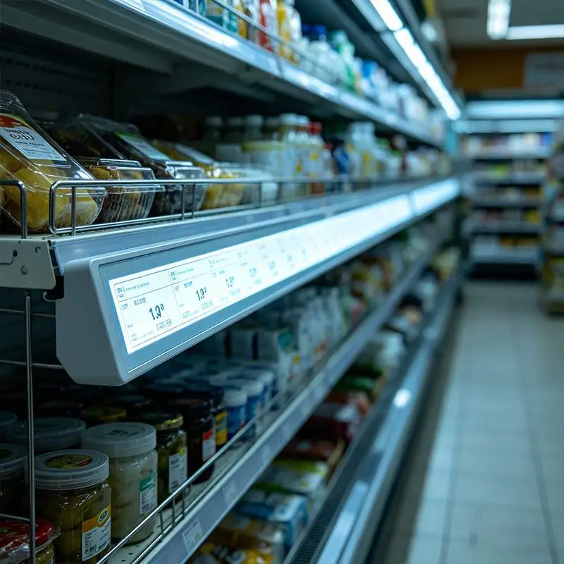 Qtenboard shelf edge stretched bar LCD display for retail supermarket digital labeling
