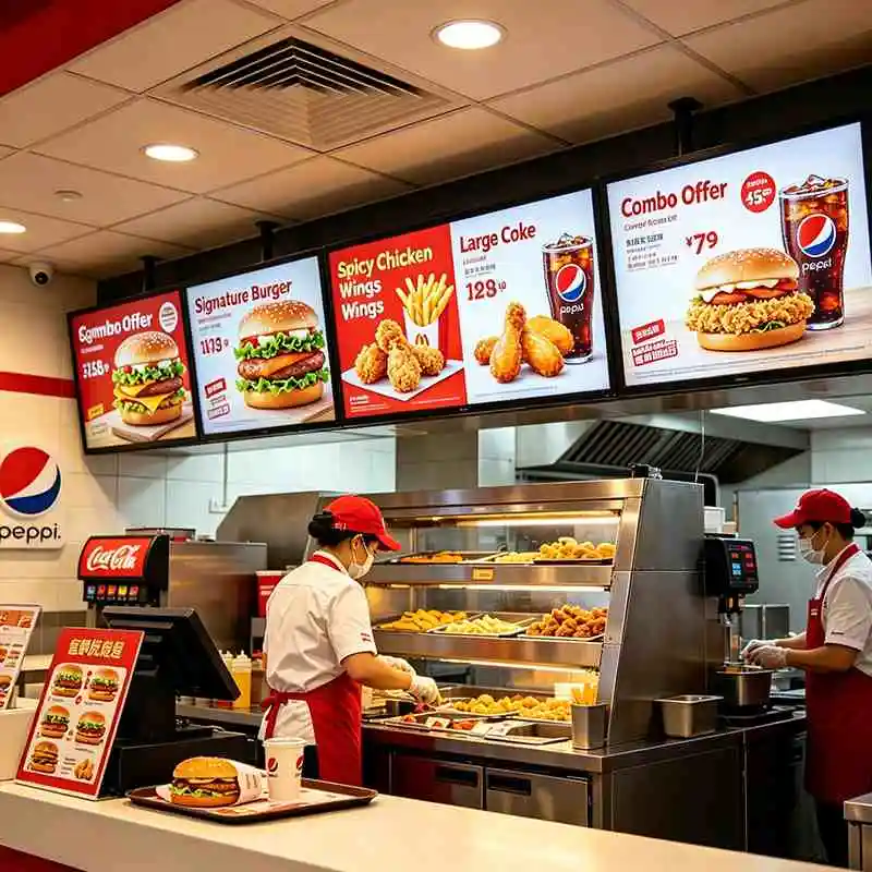 Qtenboard enterprise digital menu board for fast food chain restaurant