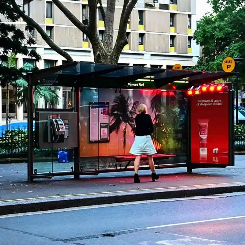 Outdoor Bus Shelter Digital Signage for urban transit shelters