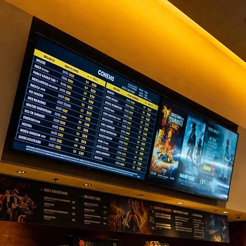 Anti-glare digital menu board for cinema KTV and entertainment venue