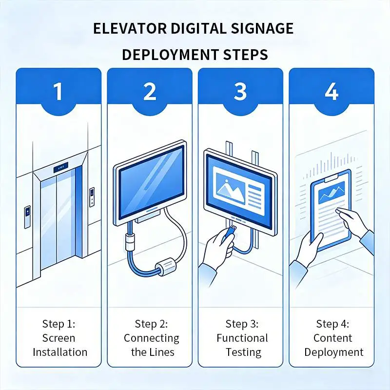 Elevator digital signage project deployment planning blueprint