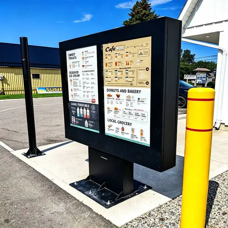 Qtenboard Drive-Thru Digital Signage for restaurant lanes
