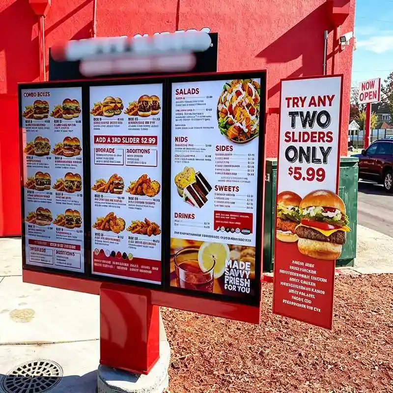 Qtenboard Drive-Thru Digital Signage for fast-food chains