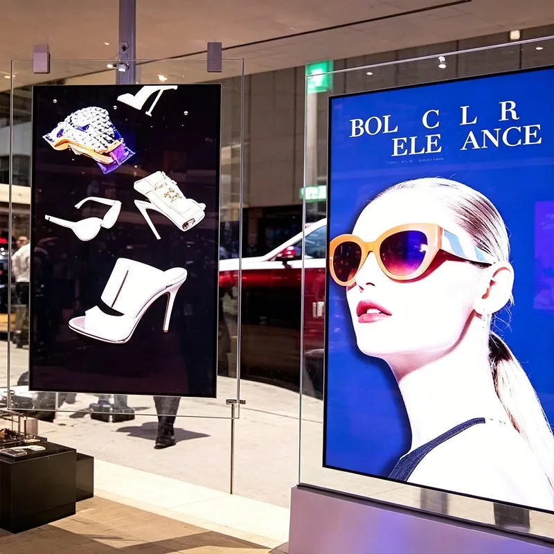 Qtenboard Hanging Transparent Digital Signage for store windows to showcase promotions