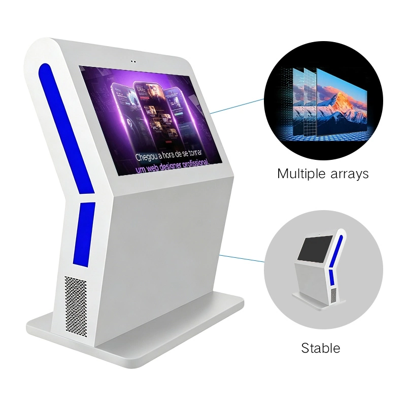 L-style interactive information kiosk with multi-touch screen and structural detail close-up diagrams