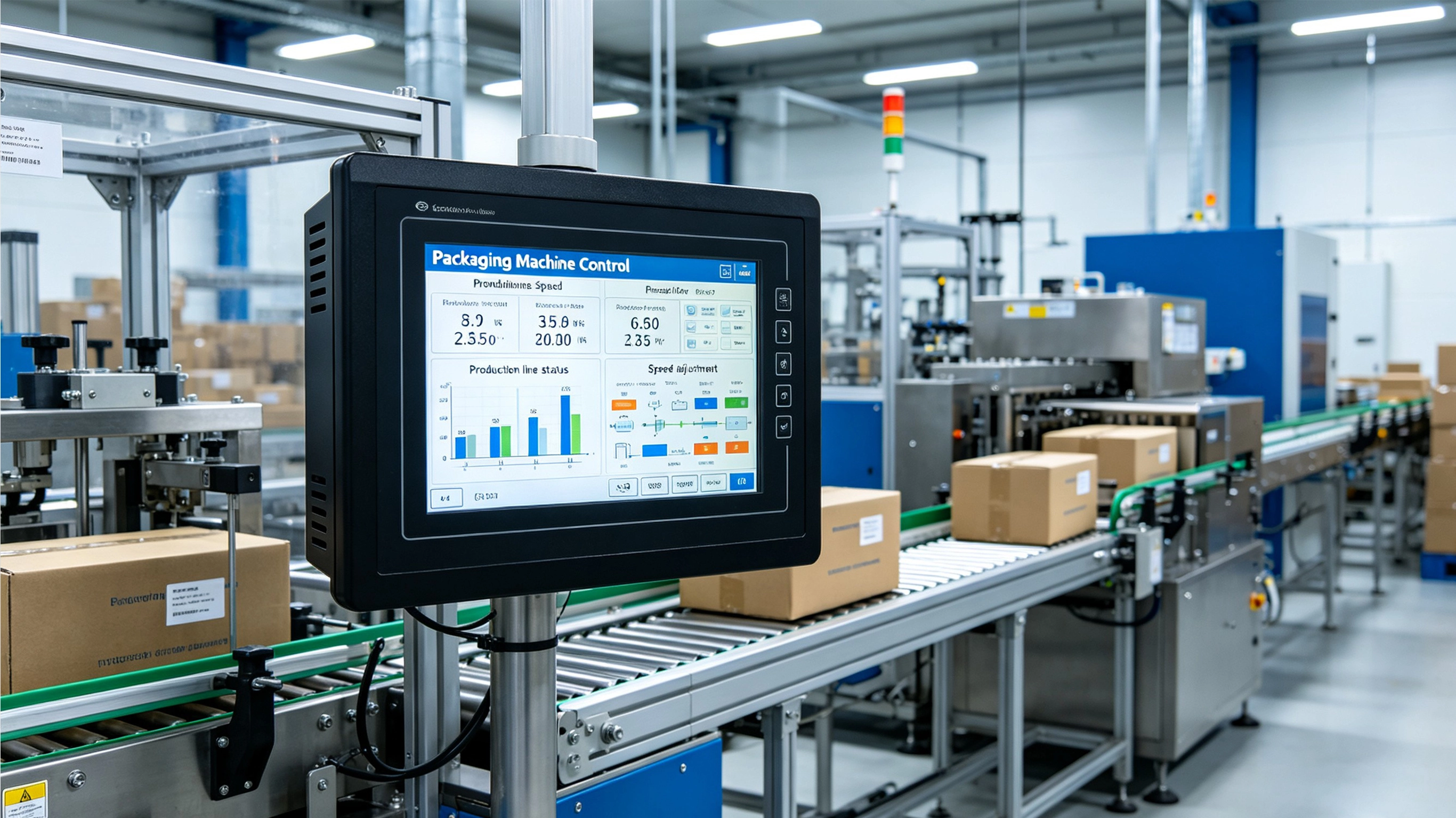 CNC machine industrial touch panel operation scene