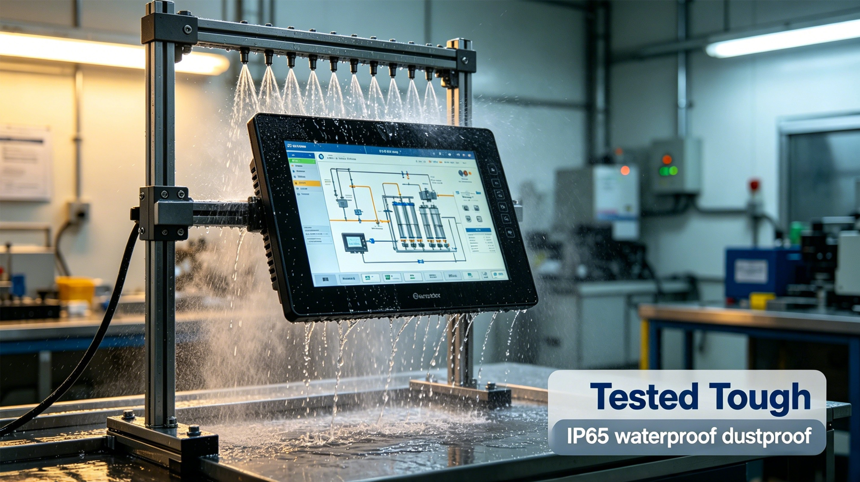 IP65 waterproof dustproof industrial touch panel test scene