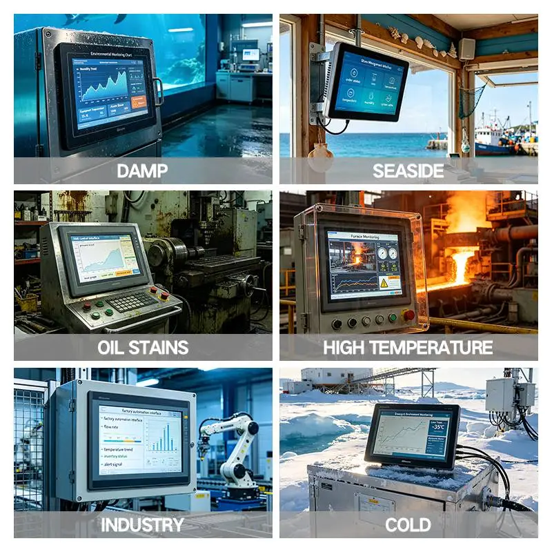 Rugged industrial touch panel pc multi working environment application display