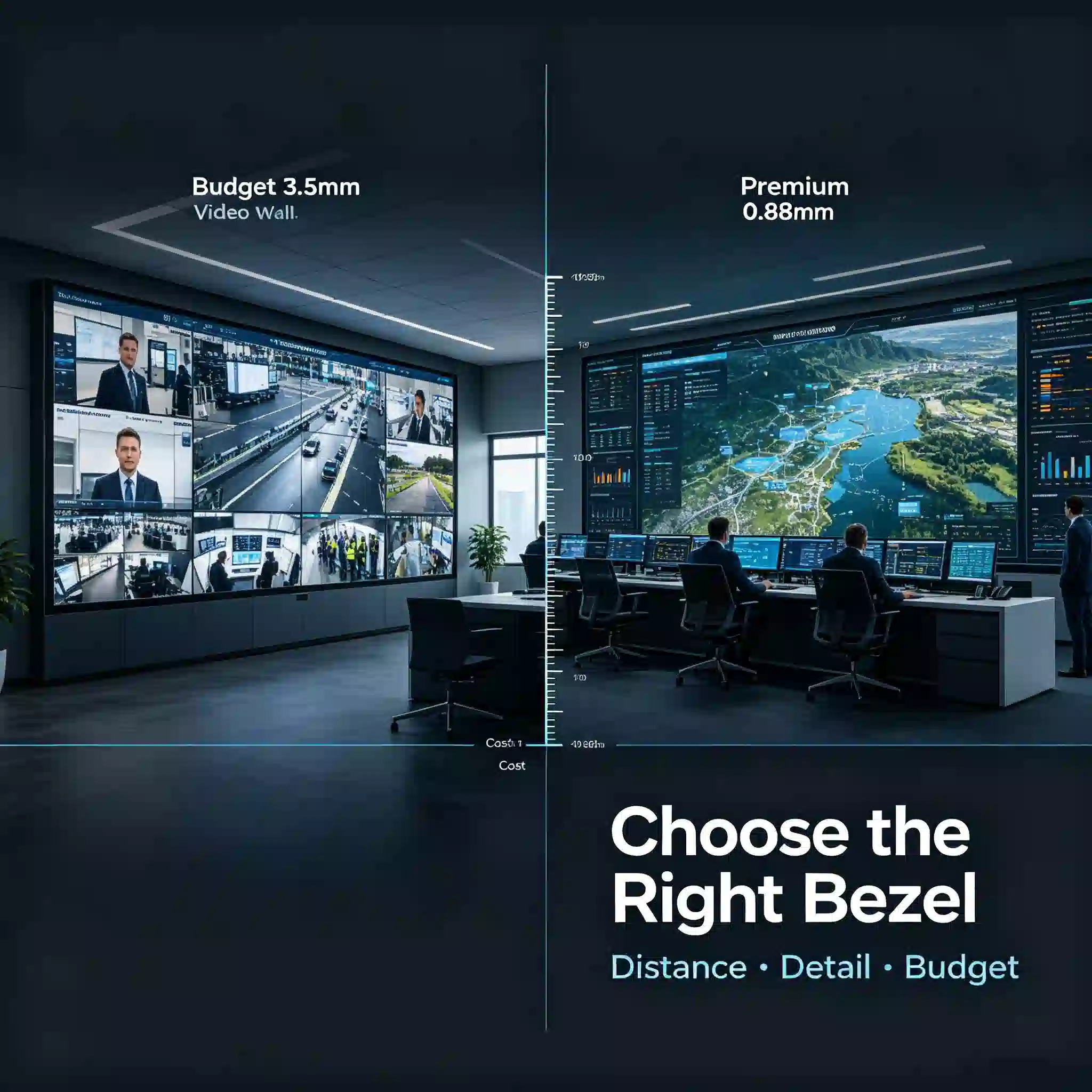 55" LCD Video Wall Bezel Comparison: 3.5mm vs 1.8mm vs 0.88mm – Cost & Selection Guide