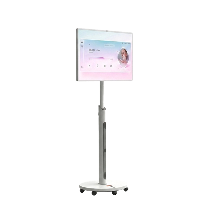 Portable Smart TV on stand with height adjustment and rotation