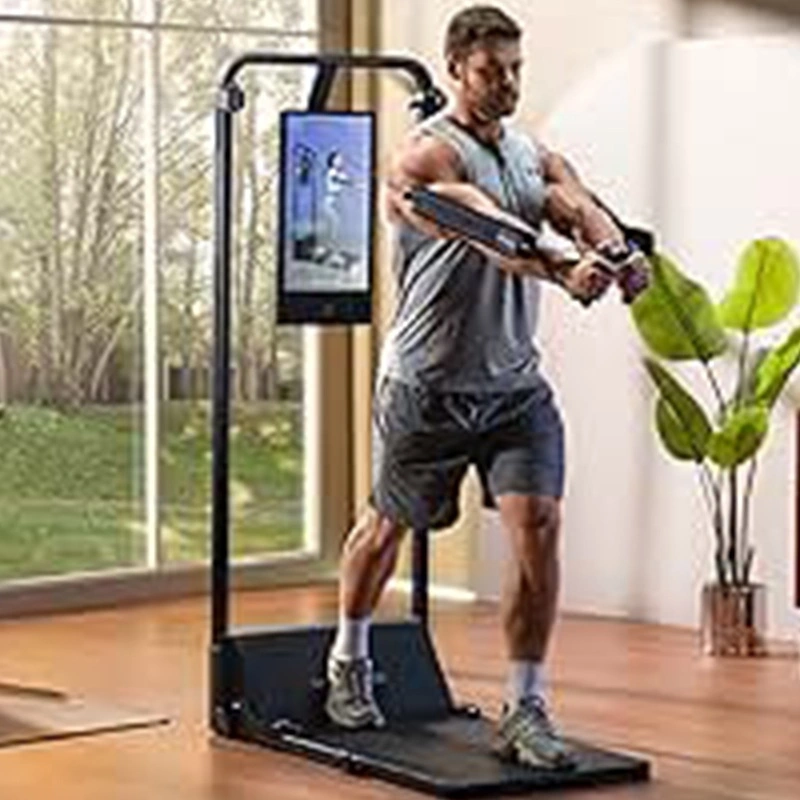 Smart fitness mirror living room resistance band workout