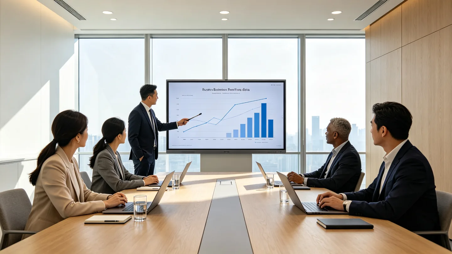 75 inch interactive whiteboard for meeting rooms with wireless presentation in a modern conference room