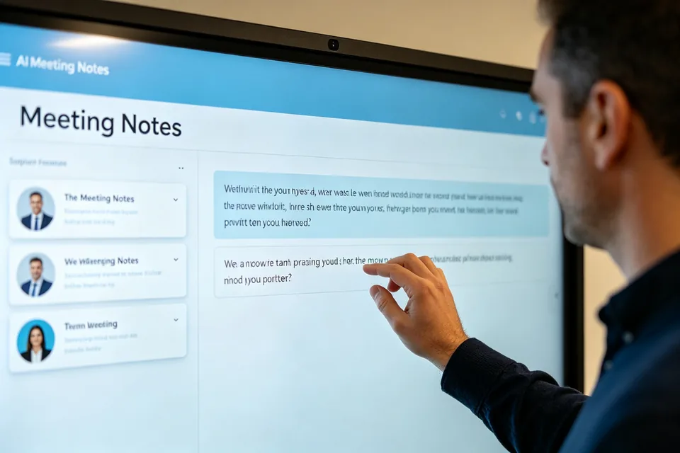 AI meeting transcription and automatic meeting minutes on a Qtenboard interactive whiteboard