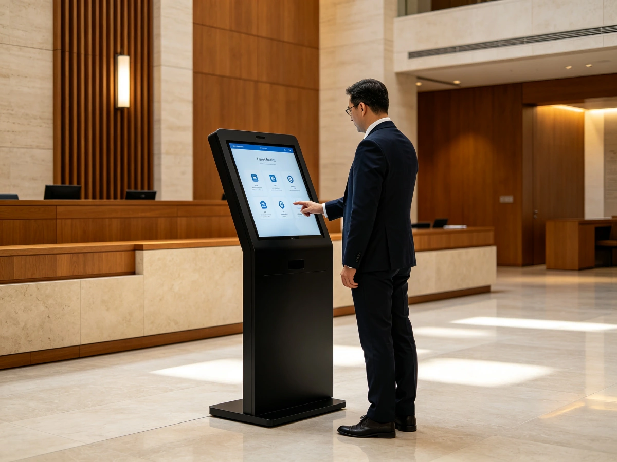 Qtenboard K-Type information kiosk in judiciary courthouse self-service display
