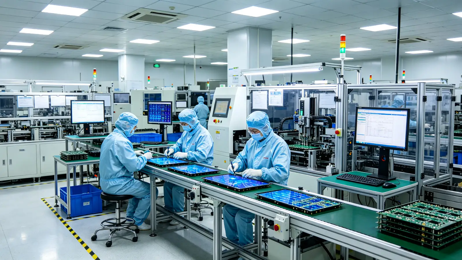 Qtenboard LCD video wall automated production line assembly