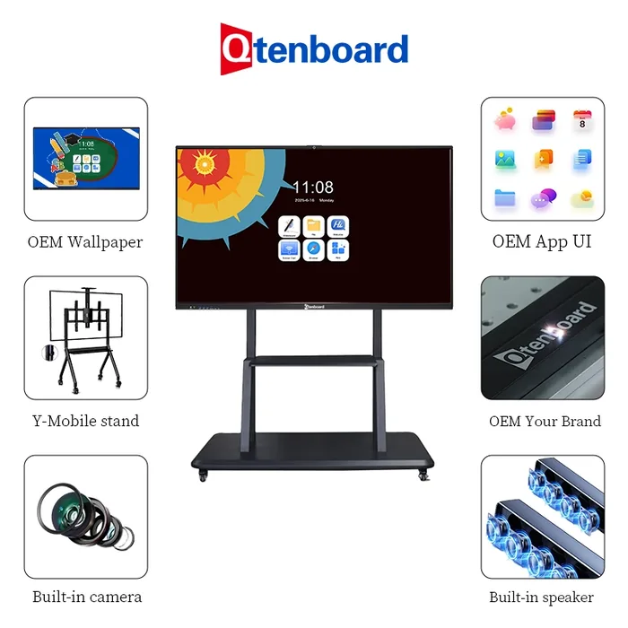 Qtenboard OEM and ODM customization for interactive whiteboards — logo, UI, hardware and packaging