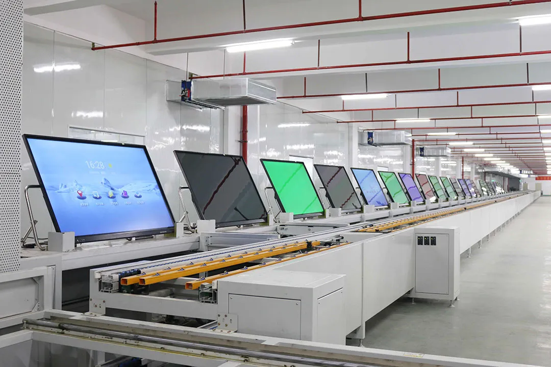 Qtenboard transparent floor standing digital signage quality control 48-hour aging testing