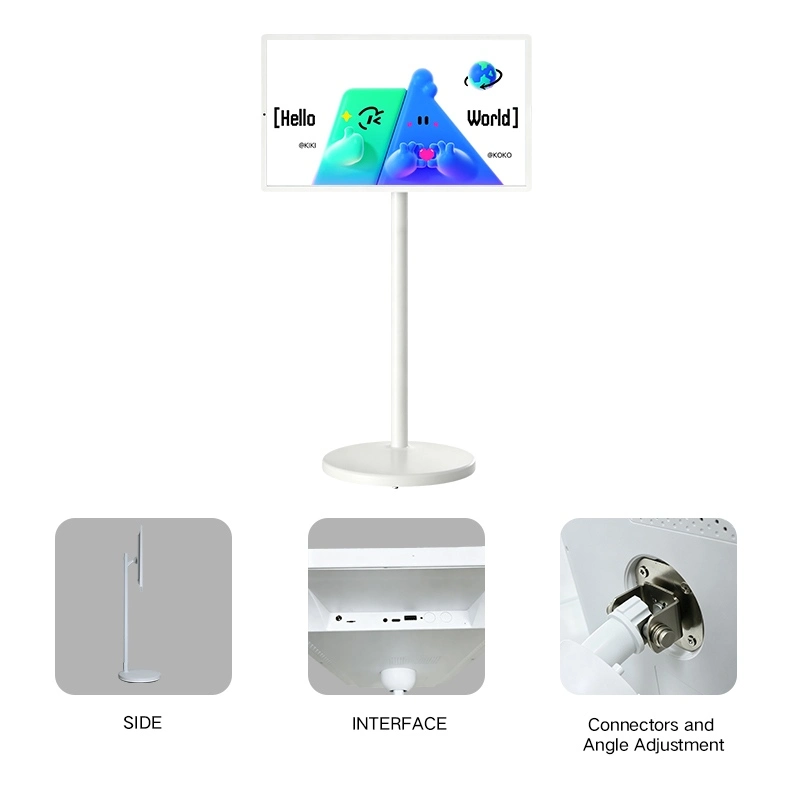 GM01 friend machine smart screen showing side view, port interface and rotation bracket details