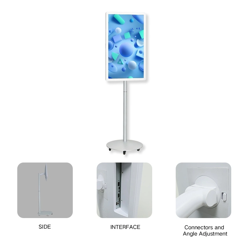 GM03 friend machine smart screen collage: side profile, port interface and angle adjustment bracket details