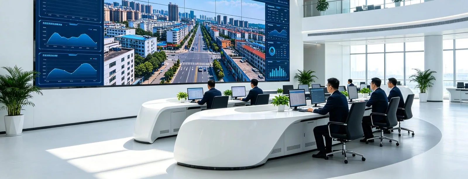 Smart city operation center with large video wall