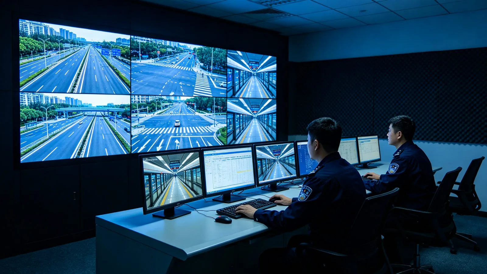 Traffic control center with LCD video wall