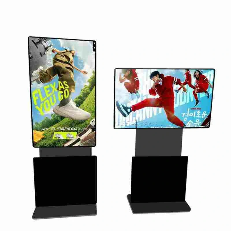 Qtenboard 360 degree rotating digital signage 4K floor standing kiosk for retail