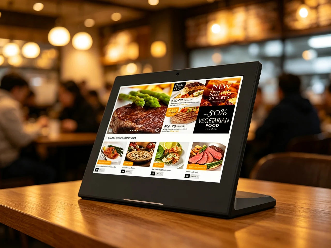 Qtenboard desktop digital menu board 23.8 inch restaurant tabletop ordering display