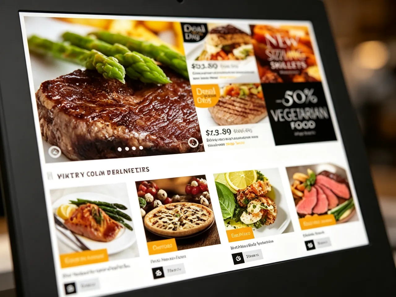 Qtenboard desktop menu board 4K high definition display food images