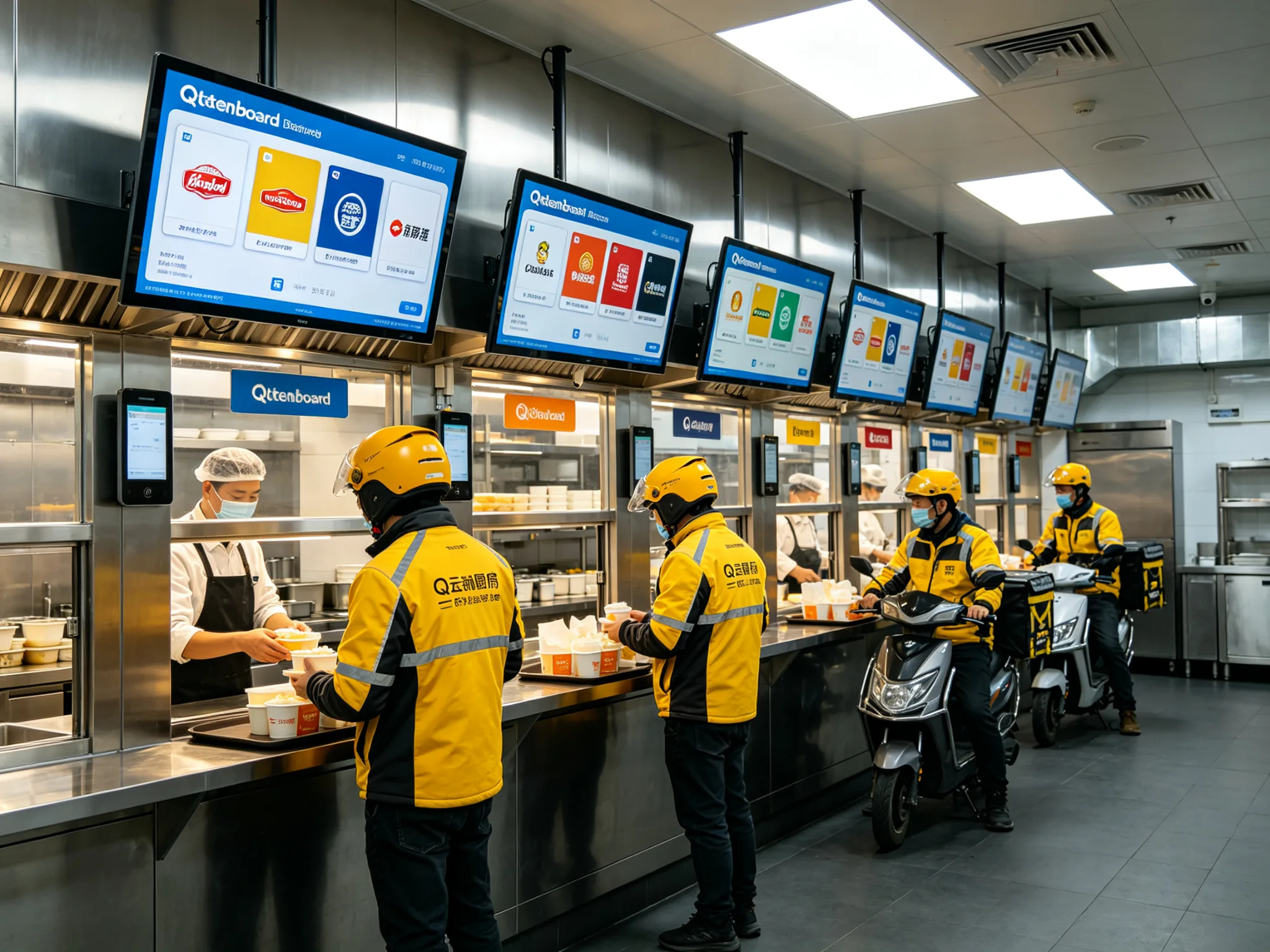 Qtenboard kitchen display system aggregating multiple virtual brand order streams in a cloud ghost kitchen