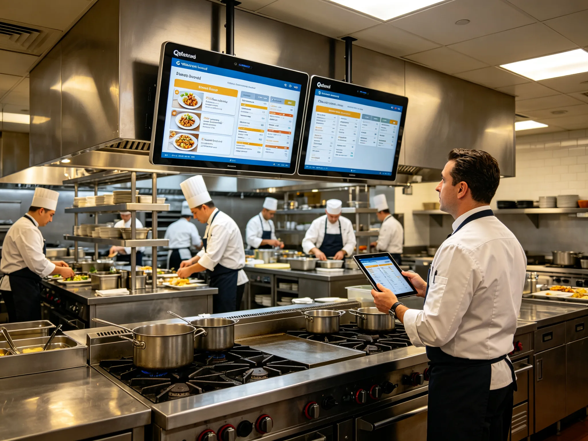 Qtenboard kitchen display system scaling from a la carte breakfast to banquet service in a hotel kitchen
