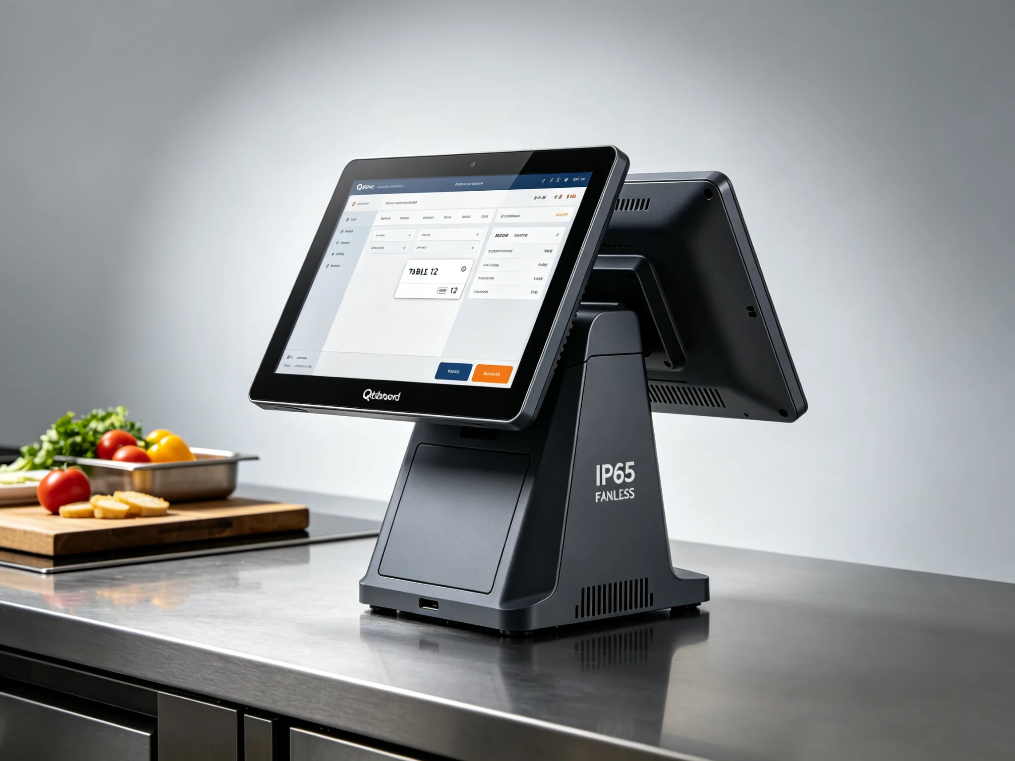 Qtenboard IP65 fanless kitchen display system terminal in 15.6 21.5 and 27 inch sizes