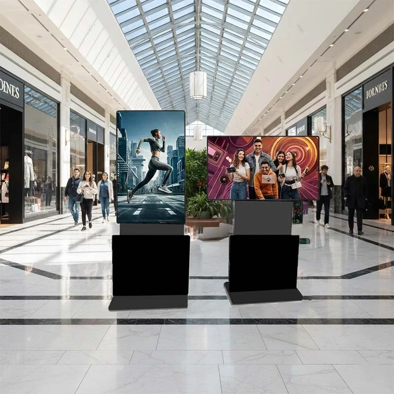 Qtenboard rotating digital signage installed in shopping mall retail store display