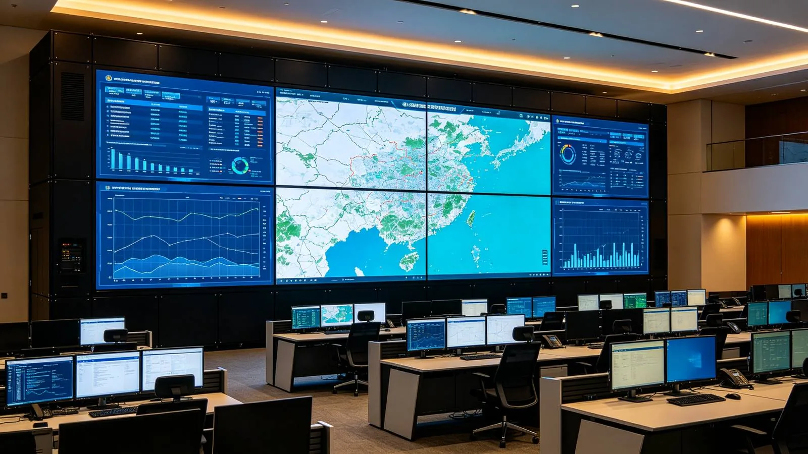 Large 4x4 video wall in a government command center