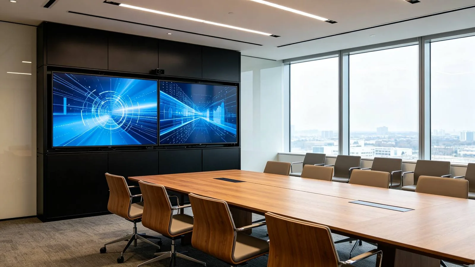 Corporate conference room with 2x2 LCD video wall
